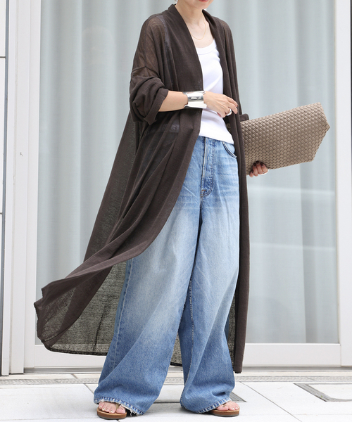 Deuxieme Classe（ドゥーズィエムクラス）の「Leeway Sheer ロングカーディガン（カーディガン/ボレロ・レディース・ブラウン/ブラック・FREE）」の2枚目の写真