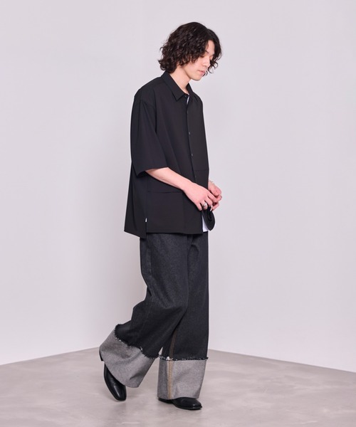 JUNRED（ジュンレッド）の「ロールアップマキシワイドデニムパンツ（デニムパンツ・メンズ・ブラック/サックスブルー・S/M/L）」の19枚目の写真