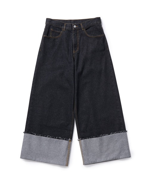 JUNRED（ジュンレッド）の「ロールアップマキシワイドデニムパンツ（デニムパンツ・メンズ・ブラック/サックスブルー・S/M/L）」の15枚目の写真