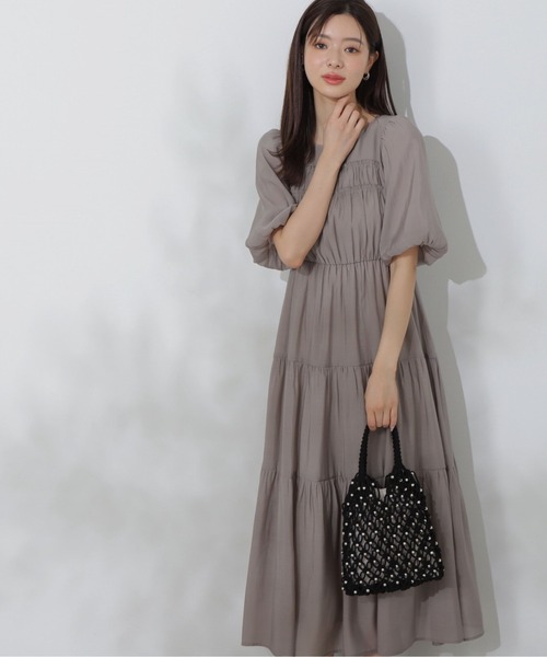 PROPORTION BODY DRESSING(プロポーションボディドレッシング)の「シアーシャーリングワンピース / 1214240505(ワンピース・レディース・カーキ/ダークグレー・SMALL/MEDIUM)」の3枚目の写真
