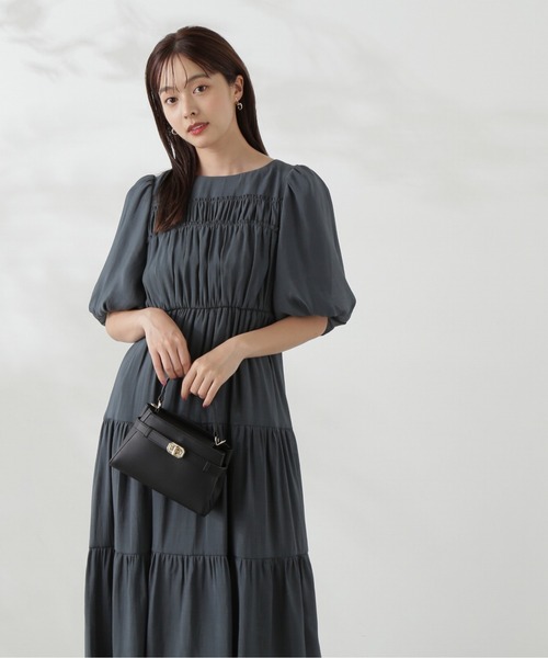 【PROPORTION BODY DRESSING】 シャーリングワンピース PROPORTION BODY DRESSING｜花柄シャーリングワンピース