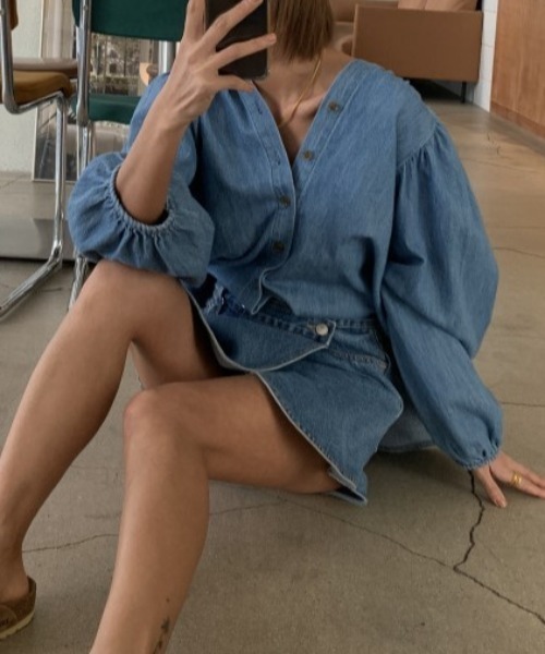 Mela(メラ)の「デニムスコートPT(デニムパンツ・レディース・ライトブルー/ブルー・S/M/L)」の20枚目の写真