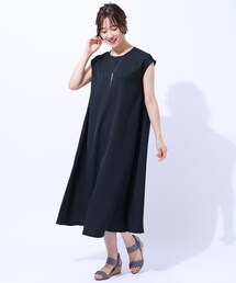 DRESKIP | 夏でも一枚でさらっと快適 麻調フレンチロングワンピース(ワンピース)