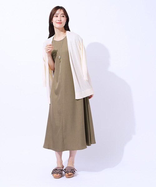 DRESKIP（ドレスキップ）の「◆夏でも一枚でさらっと快適 麻調フレンチロングワンピース（ワンピース・レディース・カーキ/ナチュラル/ネイビー・02/03/04）」の14枚目の写真