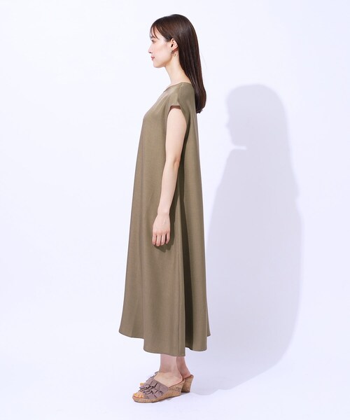 DRESKIP（ドレスキップ）の「◆夏でも一枚でさらっと快適 麻調フレンチロングワンピース（ワンピース・レディース・カーキ/ナチュラル/ネイビー・02/03/04）」の11枚目の写真
