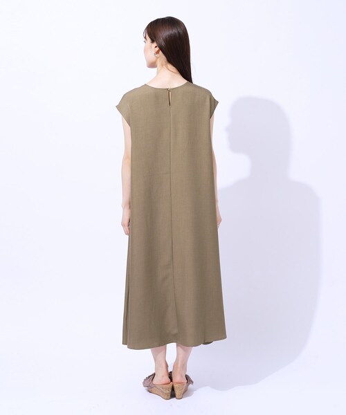セール】夏でも一枚でさらっと快適 麻調フレンチロングワンピース