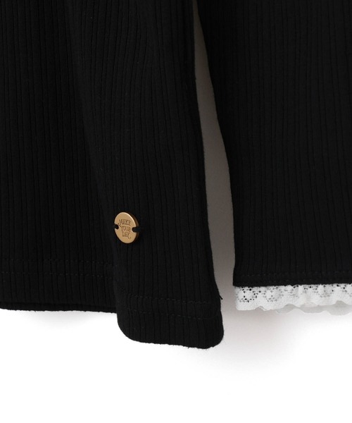 MAKE YOUR DAY(メイクユアデイ)の「フリルテレコリブ無地長袖Tシャツ■80~140cm(Tシャツ/カットソー・キッズ・ピンク/ブラック/アイボリー/ブルー・80/90/100/110/120/130/140)」の15枚目の写真