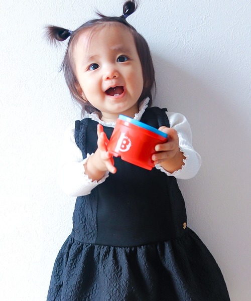 MAKE YOUR DAY(メイクユアデイ)の「フリルテレコリブ無地長袖Tシャツ■80~140cm(Tシャツ/カットソー・キッズ・ピンク/ブラック/アイボリー/ブルー・80/90/100/110/120/130/140)」の19枚目の写真