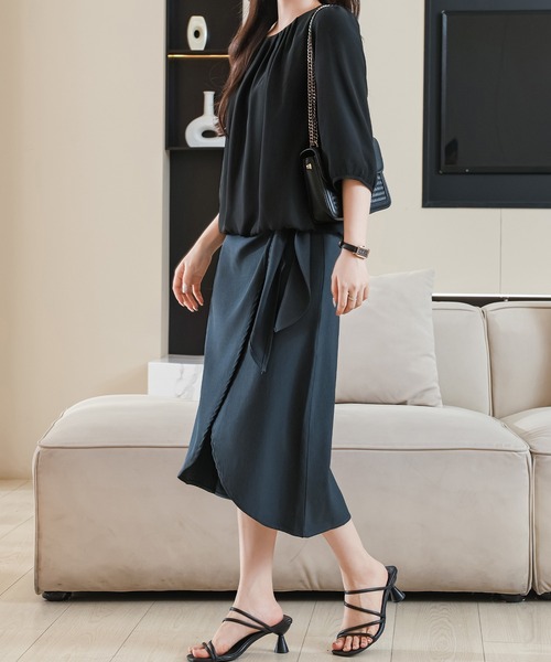 Lace Ladies(レースレディース)の「ソリッドカラー ラウンドネック 7分袖 バルーン プルオーバー(シャツ/ブラウス・レディース・ホワイト/ネイビー/ベージュ/ブラック/ブルーグレー・S/FREE)」の13枚目の写真