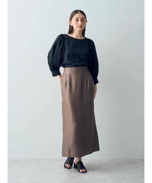 YECCA VECCA(イェッカヴェッカ)の「シャイニーロングスカート(スカート・レディース・モカ/ブラック/アイボリー・S/M)」の19枚目の写真