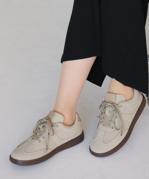 セール】メンズ レディース ローテク異素材レースアップスニーカー