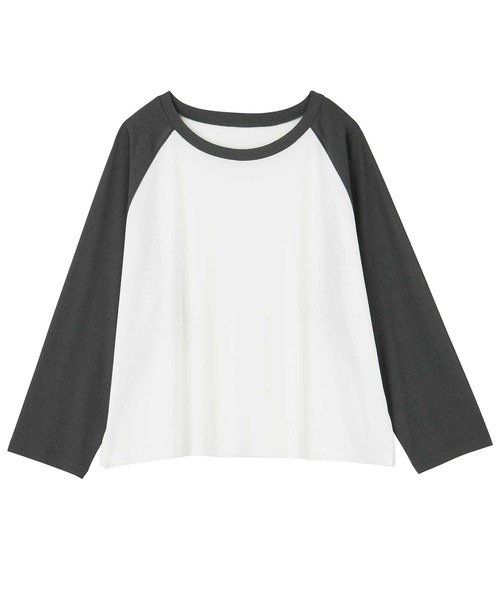 FIRST MOOD(ファーストムード)の「《FIRSTMOODコラボ》ラグラン切替配色スラブシアーカットソー(Tシャツ/カットソー・レディース・ブラック/チャコールグレー/ネイビー・MEDIUM/LARGE)」の14枚目の写真