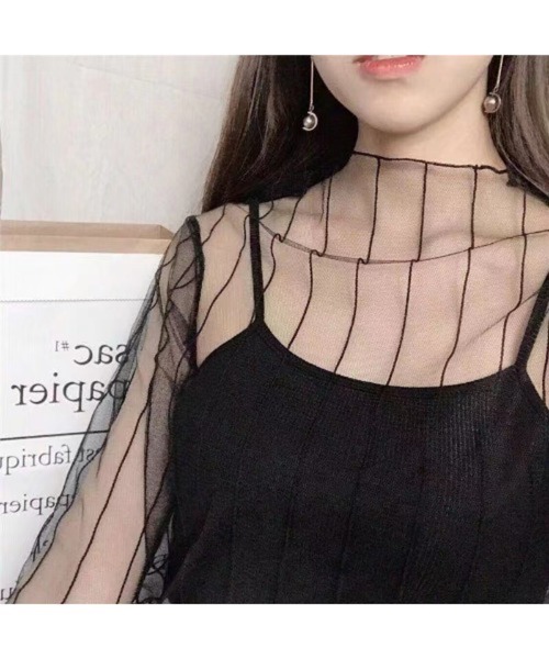 Chiina（チーナ）の「【Chiina】フロッキー　シースルーハイネックトップス（その他トップス・レディース・ホワイト系3/ホワイト系2/ブラック系5/ブラック系4/ホワイト系1/ブラック系2/ブラック系1/ブラック系3・FREE）」の8枚目の写真