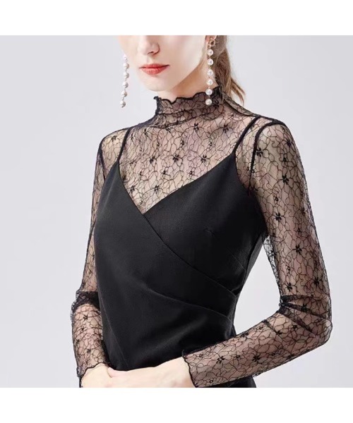 Chiina（チーナ）の「【Chiina】フロッキー　シースルーハイネックトップス（その他トップス・レディース・ホワイト系3/ホワイト系2/ブラック系5/ブラック系4/ホワイト系1/ブラック系2/ブラック系1/ブラック系3・FREE）」の20枚目の写真