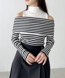 CLEA | 無地・ボーダーオフショルニットトップス(ニット/セーター)