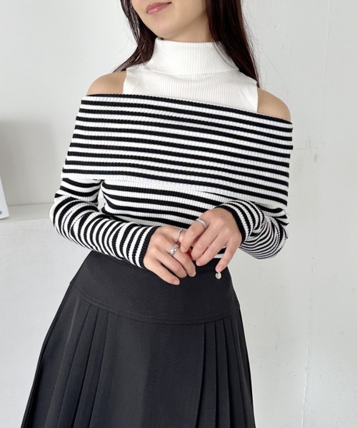 CLEA（クレア）の「無地・ボーダーオフショルニットトップス（ニット/セーター・レディース・ブラック系その他/ブラック・FREE）」の12枚目の写真