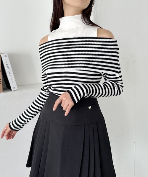 CLEA（クレア）の「無地・ボーダーオフショルニットトップス（ニット/セーター・レディース・ブラック系その他/ブラック・FREE）」の14枚目の写真