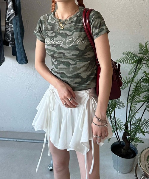 スカルカットソー　ラメ　迷彩 sedacle girl（セダクルガール）の「リブ迷彩T（Tシャツ