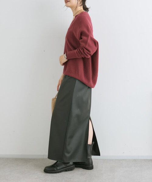 RIVE DROITE（リヴドロワ）の「【ストレッチ性抜群】レザーライクタイトスカート（スカート・レディース・ブラック/ライトベージュ・38/36）」の13枚目の写真