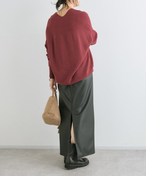 RIVE DROITE（リヴドロワ）の「【ストレッチ性抜群】レザーライクタイトスカート（スカート・レディース・ブラック/ライトベージュ・38/36）」の14枚目の写真