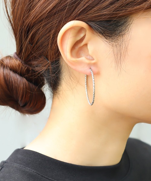 ieLS（イエルズ）の「金属アレルギー対応 「ieLS」ステンレス　カッティングフープピアス（ピアス（両耳用）・レディース・シルバー/ゴールド・ONE SIZE）」の6枚目の写真