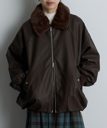 【MAISON BREEZE reveur】synthetic leather jacket blouson フェイクレザー ボア衿付きジャケット ブルゾン XNN
