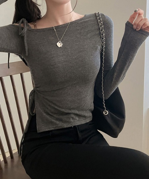 Per sist ence（パーシエンス）の「リボンワンオフショルダーカットソー（Tシャツ/カットソー・レディース・ベージュ/ホワイト/グレー・FREE）」の17枚目の写真