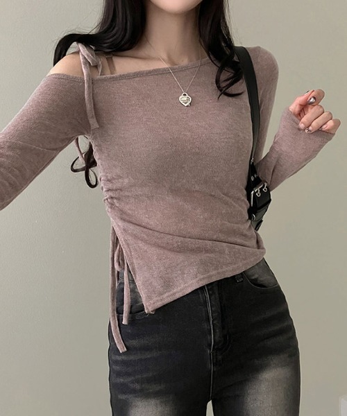 Per sist ence（パーシエンス）の「リボンワンオフショルダーカットソー（Tシャツ/カットソー・レディース・ベージュ/ホワイト/グレー・FREE）」の20枚目の写真