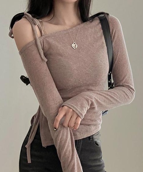 Per sist ence（パーシエンス）の「リボンワンオフショルダーカットソー（Tシャツ/カットソー・レディース・ベージュ/ホワイト/グレー・FREE）」の21枚目の写真