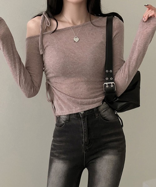 Per sist ence（パーシエンス）の「リボンワンオフショルダーカットソー（Tシャツ/カットソー・レディース・ベージュ/ホワイト/グレー・FREE）」の22枚目の写真