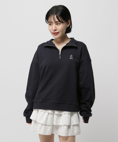 ALAND（エーランド）の「【UNISEX】ALAND／Aロゴ ハーフZIP（ウラケ）（スウェット・レディース・ブラック/ライトグレー/ネイビー・LARGE/MEDIUM）」の10枚目の写真