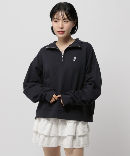 ALAND（エーランド）の「【UNISEX】ALAND／Aロゴ ハーフZIP（ウラケ）（スウェット・レディース・ブラック/ライトグレー/ネイビー・LARGE/MEDIUM）」の11枚目の写真