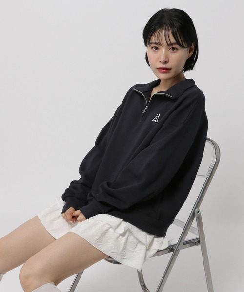ALAND（エーランド）の「【UNISEX】ALAND／Aロゴ ハーフZIP（ウラケ）（スウェット・レディース・ブラック/ライトグレー/ネイビー・LARGE/MEDIUM）」の14枚目の写真