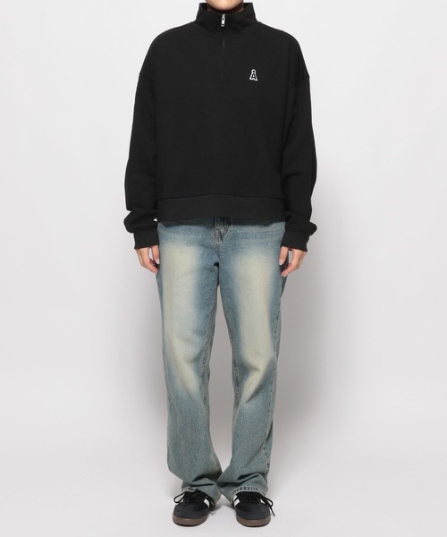 ALAND（エーランド）の「【UNISEX】ALAND／Aロゴ ハーフZIP