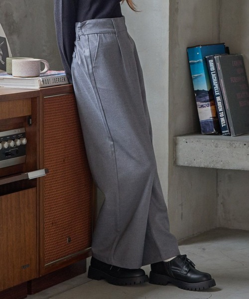 GLOBAL WORK（グローバルワーク）の「イージーケア/起毛ワイドパンツ/145501（その他パンツ・キッズ・ブラック/ブラック系その他/グレー・130cm/140cm/150cm/160cm）」の3枚目の写真