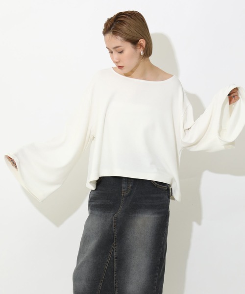 Gready Brilliant(グレディブリリアン)の「袖フレアカットソー(Tシャツ/カットソー・レディース・ブラック/グレー/ダークブラウン/ホワイト・FREE)」の10枚目の写真