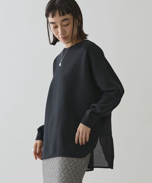AMERICAN HOLIC(アメリカンホリック)の「ドルマン異素材ポンチプルオーバー(Tシャツ/カットソー・レディース・ライトグレー/オフホワイト/ブラック・M/L)」の4枚目の写真