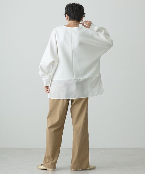 AMERICAN HOLIC(アメリカンホリック)の「ドルマン異素材ポンチプルオーバー(Tシャツ/カットソー・レディース・ライトグレー/オフホワイト/ブラック・M/L)」の9枚目の写真