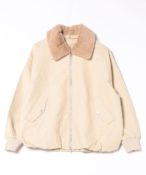 NICOLE CLUB（ニコル　クラブ）の「フライトジャケット風ボア衿ブルゾン（ブルゾン・レディース・ブラウン/ブラック/ベージュ・MEDIUM）」の3枚目の写真