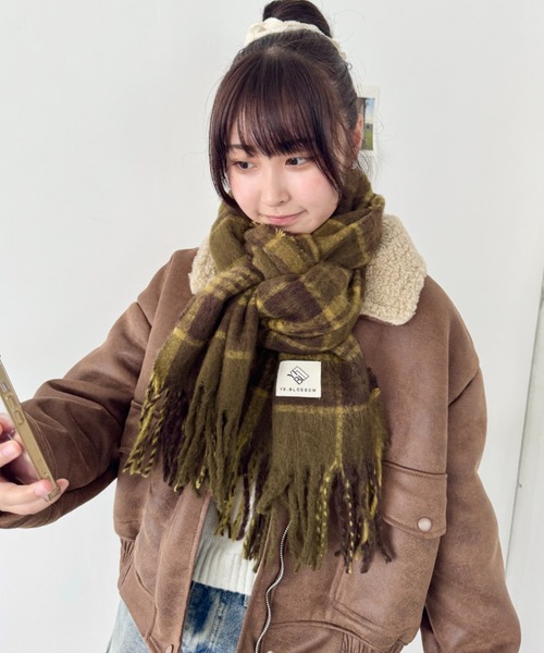 希少♡316cm♡美品♡ジャンポール ゴルチエ モヘア チェック 大判 マフラー SHIPS any マフラー any:「洗濯機可能」ボリューム シャギー チェック