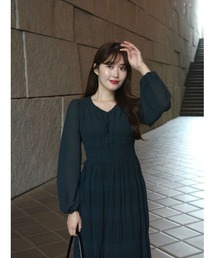 Majolica Pleated Chiffon Long Dress