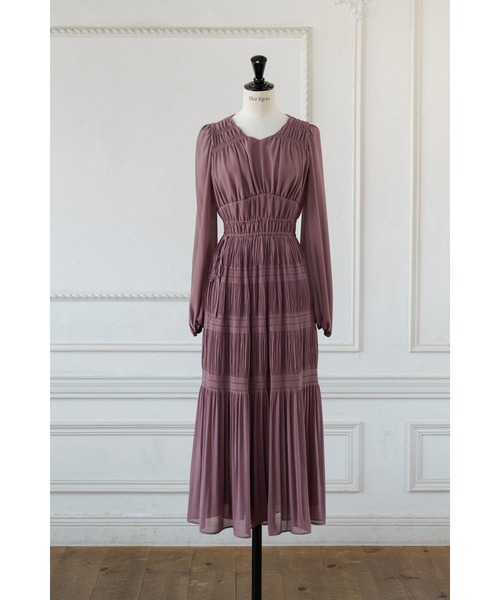 Majolica Pleated Chiffon Long Dress（ワンピース）｜Her lip
