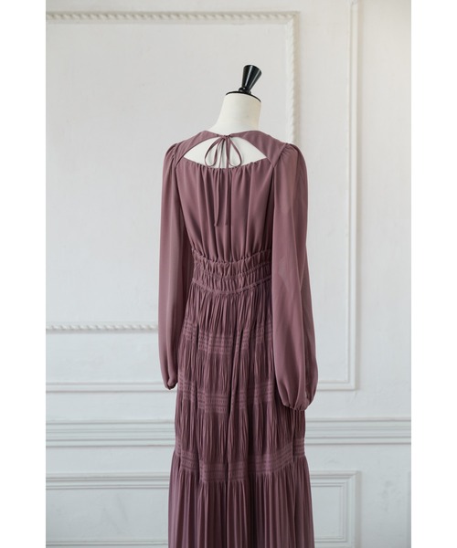Majolica Pleated Chiffon Long Dress（ワンピース）｜Her lip to