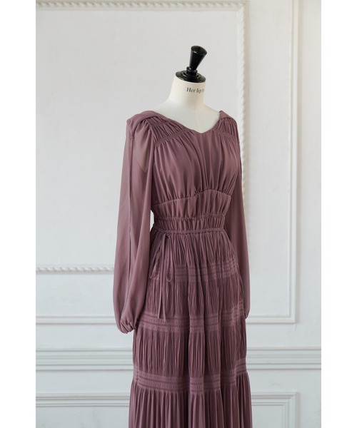Majolica Pleated Chiffon Long Dress（ワンピース）｜Her lip to