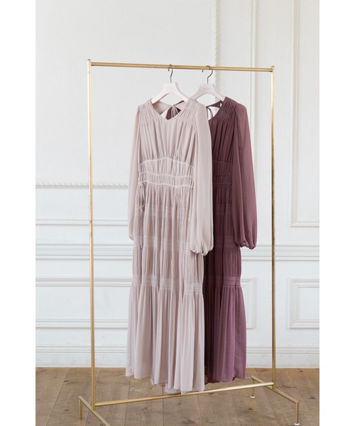 Majolica Pleated Chiffon Long Dress（ワンピース）｜Her lip to