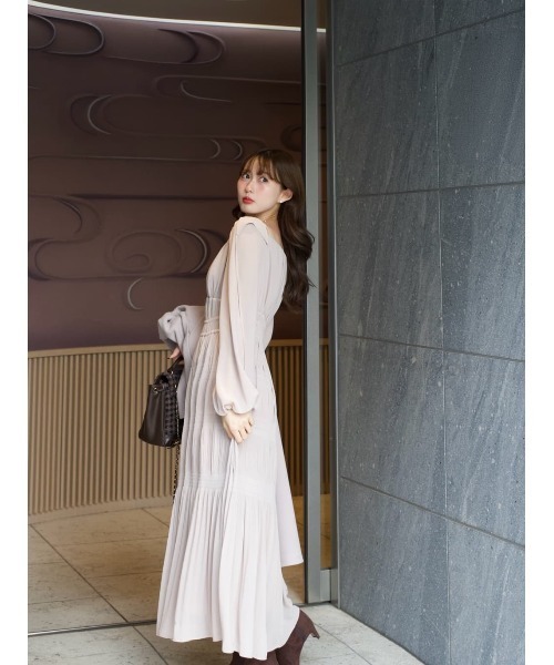 Majolica Pleated Chiffon Long Dress（ワンピース）｜Her lip to