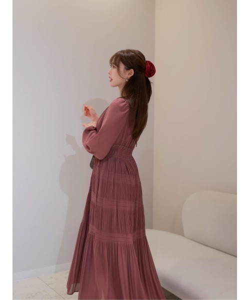 Majolica Pleated Chiffon Long Dress（ワンピース）｜Her lip