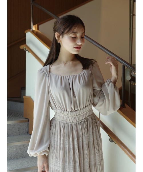 Majolica Pleated Chiffon Long Dress（ワンピース）｜Her lip