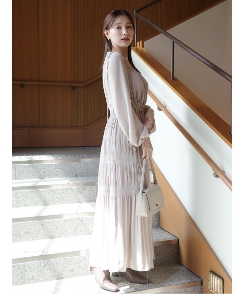 Majolica Pleated Chiffon Long Dress（ワンピース）｜Her lip to