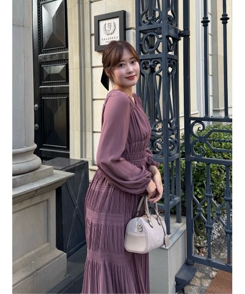 Majolica Pleated Chiffon Long Dress（ワンピース）｜Her lip to